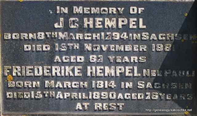 Johann Christoph Hempel's Headstone