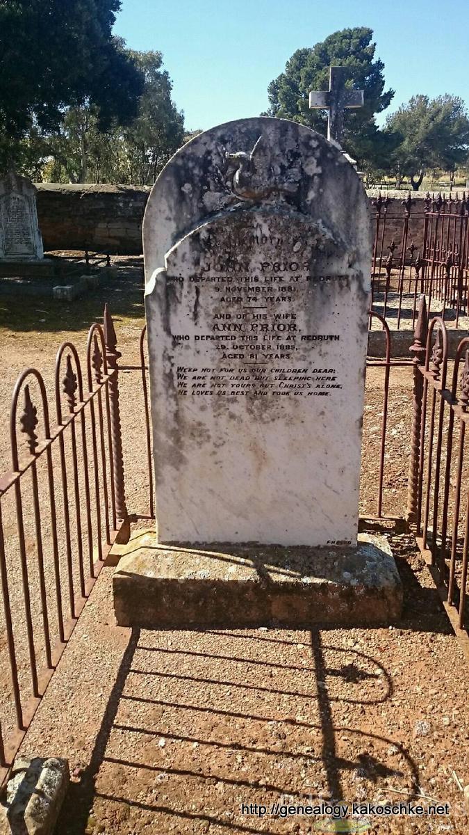 Headstone of John & Ann Prior